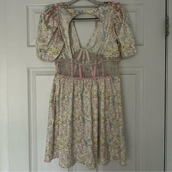 For Love and Lemons Glitter Garden Cap Sleeve Slip Dress - Picture 2 of 4